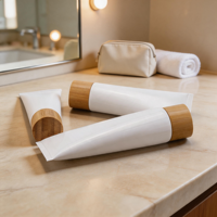 Envase Cosmético Exprimible Innovador con Tapa de Bambú Natural, para Cuidado de la Belleza, Cuidado Diario de la Piel, Artículos de Aseo, Tubo Cosmético