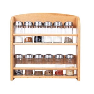 Estante para especias de madera maciza de 2 niveles, estante multifuncional de bambú para almacenamiento en la cocina, para especias y condimentos - Product Image 5
