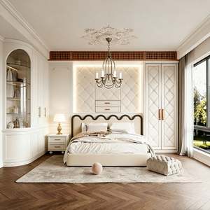 Armoire pour enfants de style français Balom, en bois, avec finition blanche, portes à persiennes et en verre, design de chambre à coucher - Product Image 2