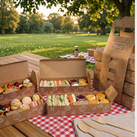 Boîte à pâtisserie jetable en papier kraft de qualité alimentaire, boîte à pâtisserie pour le thé de l'après-midi, boîte d'emballage multi-couches portable pour l'exportation