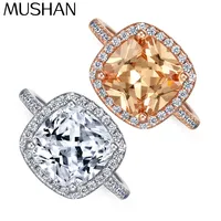 MuShan Sieraden 925 Sterling Zilveren Ringen Bands Verlovingsring 7A Zirconia Valentijn Moderne Verjaardag Vrouwen Gift