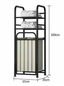 Cesto de ropa plegable de acero para el hogar, estante de almacenamiento multiusos portátil, organizador de baño de pie para exportación - Product Image 1