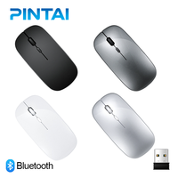 Mouse Officr nirkabel transparan, Mouse ramping nirkabel Mode ganda dapat diisi ulang tanpa kabel untuk Laptop Tablet PC