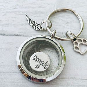 Porte-clés personnalisé en acier inoxydable pour cendres de poils d'animaux (chat, chien) – Breloque souvenir en métal - Product Image 5