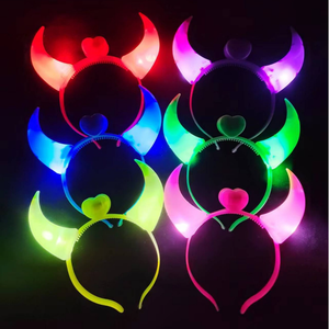 Nicro Nhà Máy Giá ma quỷ Sừng hình dạng phát sáng nhựa <span class=keywords><strong>headbands</strong></span> <span class=keywords><strong>LED</strong></span> <span class=keywords><strong>Light</strong></span> <span class=keywords><strong>up</strong></span> Quà tặng khuyến mãi Halloween trang phục neno Đảng ủng hộ - Product Image 1