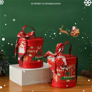 Vriendelijke op maat gemaakte kerstthema luxe ronde doos van EVA-leer, kerst- en nieuwjaarscadeauset - Product Image 4