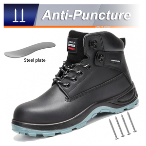 JIANKUN 2025 nuevas botas altas zapatos de seguridad de combustible S3 SR PU suela punta de acero con placa de acero cuero de vaca suave resistente al desgaste - Product Image 3