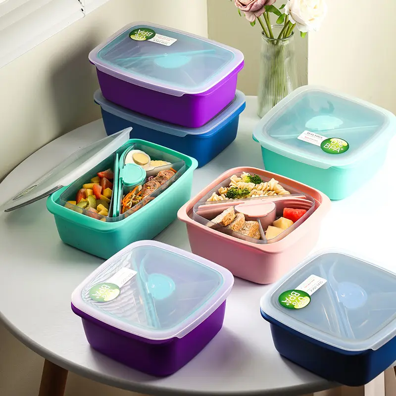 kids lunch box transparent thermal collapsible Rectangular free metal lock tight small rectangle containers for food