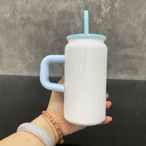 Vaso Infantil de Acero Inoxidable de Doble Pared de 16oz para Sublimación, Color Blanco, con Tapas y Pajitas de Colores para Envolturas UV DTF - Product Image 4