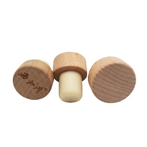 보드카 위스키 병 마개 19mm 22.5mm T 코르크 마개 사용자 정의 로고 우드 탑 - Product Image 3