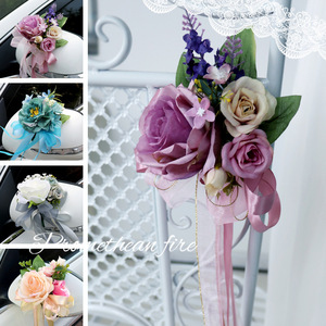 Cintas de Seda con Flores, Decoraciones <span class=keywords><strong>para</strong></span> <span class=keywords><strong>Autos</strong></span> de Novia, Rosa Artificial <span class=keywords><strong>para</strong></span> <span class=keywords><strong>Bodas</strong></span> - Product Image 2