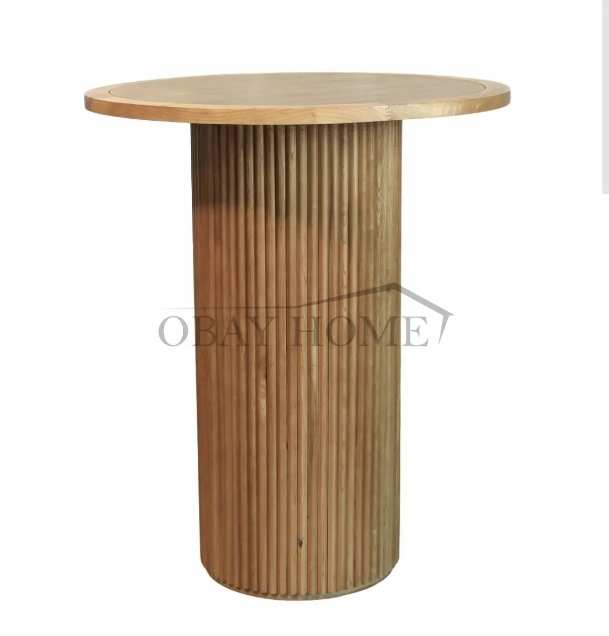 Table de cocktail ronde en bois massif de style tendance location de meubles pour événements table ronde cannelée table de bar en bois pour mariage