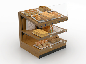Modern Wooden Bakery Display Counter Luxury Bread Shop <b>Shelving</b> <b>Unit</b> with Glass Guards for Pastry and Cake - Product Image 2