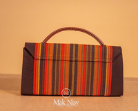 Organisateur d'intérieur compact pour femme en cuir végétalien bleu effet croco, fibre écologique, style Dashiki, hauteur 6 pouces, finition lisse de luxe, avec fermeture éclair