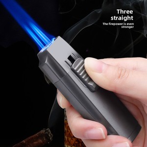 Encendedor Multiusos de Estilo Clásico con Triple Llama Directa y Perforador de Cigarros para Hombre, Regalos Empresariales - Product Image 2