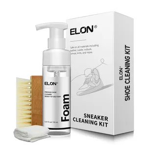 ELON Kit de nettoyage naturel pour chaussures 150ml Kit de nettoyage pour baskets avec brosse et serviette en microfibre dans une boîte de couleur
