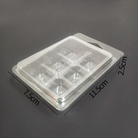 Boîte à 6 compartiments carrés en PET transparent pour cire d'ananas, bougies d'aromathérapie, huiles essentielles et gels – Emballage jetable