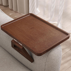 <span class=keywords><strong>Plateau</strong></span> d'accoudoir pliable compact et robuste avec clip, design en bois, antidérapant, table d'appoint pour canapé, pour salon et maison - Product Image 1
