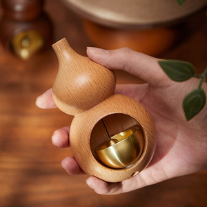 Timbre de madera maciza con forma de calabaza y campana de latón, estilo japonés, fácil instalación - Product Image 4