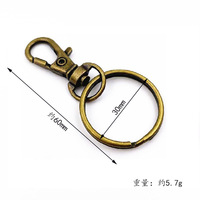 Porte-clés personnalisé en alliage de zinc avec mousqueton pivotant, boucle en forme de bouche de poisson, boucle pour chien de 35 mm, anneau double, accessoires de quincaillerie DIY