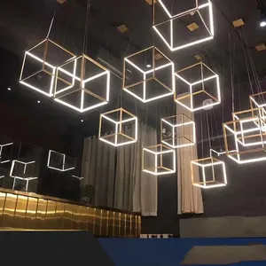 HITECDAD new Hotel villa project modern luxury square cube chandelier lighting interior decorative acrylic pendant lights