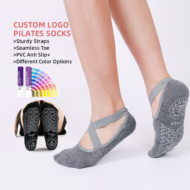 Custom Logo Grip Trampoline Socks Pilates Non Slip Yoga Socks Cotton Anti Slip Ankle Pilates Socks