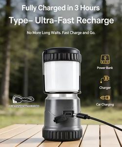 Lampe de camping rechargeable par USB, lampe torche portable haute luminosité, éclairage d'urgence manuel pour le camping en plein air - Product Image 3