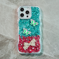 Nouvelle coque de téléphone tendance avec design papillon 3D en époxy transparent et diamants scintillants pour iPhone 17 Air Wave Frame