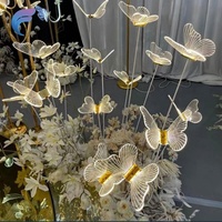 Accessoires de mariage, papillons en acrylique lumineux, LED, DC 6V, commande par bouton, lumières de chemin, lumières de scène, centre de table de mariage, décoration d'événements