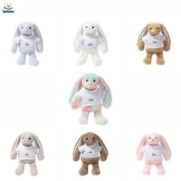 Fabricant de jouets en peluche personnalisés, lapin en peluche, vente en gros OEM ODM, mascotte personnalisée avec logo imprimé pour cadeaux promotionnels d'entreprise
