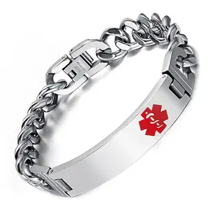 Energinox Wholesale Stainless Steel Medical Identification ID Cuban Bracelet