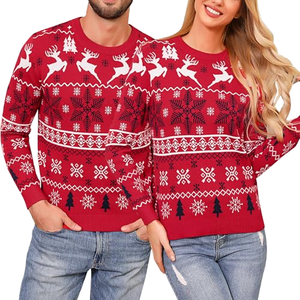 <span class=keywords><strong>Pull</strong></span> à manches longues pour homme FNJIA, imprimé flocons <span class=keywords><strong>de</strong></span> neige et rennes, pour Noël, automne-hiver, rouge, style « Ugly Xmas Sweater » - Product Image 1