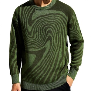 Suéter de punto jacquard extragrande para hombre, cuello redondo, patrón geométrico, ropa informal de otoño - Product Image 2