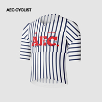 Maillot de cyclisme VTT AEC.CYSLIST 2026 été léger, séchage rapide, anti-humidité, rayé rouge et bleu