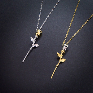 Collana con ciondolo rosa in acciaio al titanio di alta qualità catena maglione catena clavicola hip-hop <span class=keywords><strong>per</strong></span> donna <span class=keywords><strong>uomo</strong></span> regalo di <span class=keywords><strong>san</strong></span> <span class=keywords><strong>valentino</strong></span> - Product Image 1