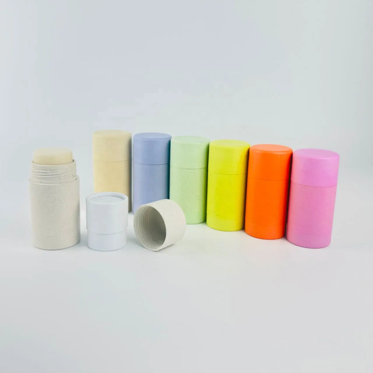 Contenitore deodorante riutilizzabile da 45ml di carta barile eco-friendly paglia di grano serigrafia personalizzazione imballaggio cosmetico