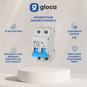 Disjoncteur miniature Gloca 2P 25A 250V Courbe C Montage sur rail DIN JXB1-63 - Product Image 2