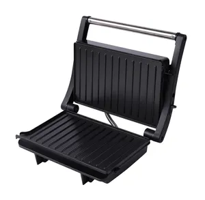 Échantillons gratuits 2 en 180 degrés ouvert Commercial couleur noire presse Sandwich Grill Mini électrique panini Grill grille-pain machine