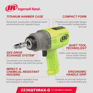 Clé à chocs pneumatique Ingersoll Rand 2236QTIMAX-G 1/2 pouce, boîtier en titane, fonctionnement silencieux - Product Image 6