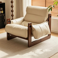 Fauteuil inclinable Tenghang Mid Century Jersey Island, structure en bois massif, canapé individuel en cuir pour salon, chambre à coucher, mobilier de maison