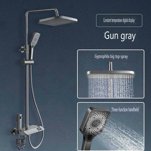 Ensemble de <span class=keywords><strong>douche</strong></span> thermostatique en zinc avec affichage numérique et commande à touches piano, doté d'une douchette à main et d'une pomme de <span class=keywords><strong>douche</strong></span> supérieure, pour salle de bain - Product Image 5