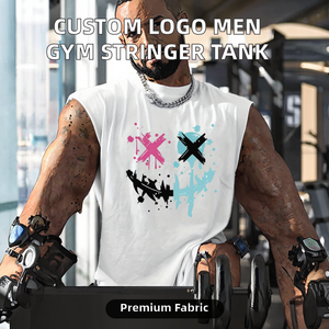 Débardeur de sport pour homme personnalisé de haute qualité, en polyester/coton, anti-boulochage, broderie machine, idéal pour la gym - Product Image 2