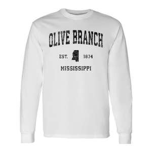 T-shirt à manches longues Olive Branch Mississippi, imprimé sport vintage, Est 1874 - Product Image 1