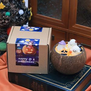 Factory Halloween Scented Candle in Natural <b>Coconut</b> Shell Cute 3D Ghost Skull Shape Soy Wax <b>Cup</b> Candles for Holiday Party Decor - Product Image 4