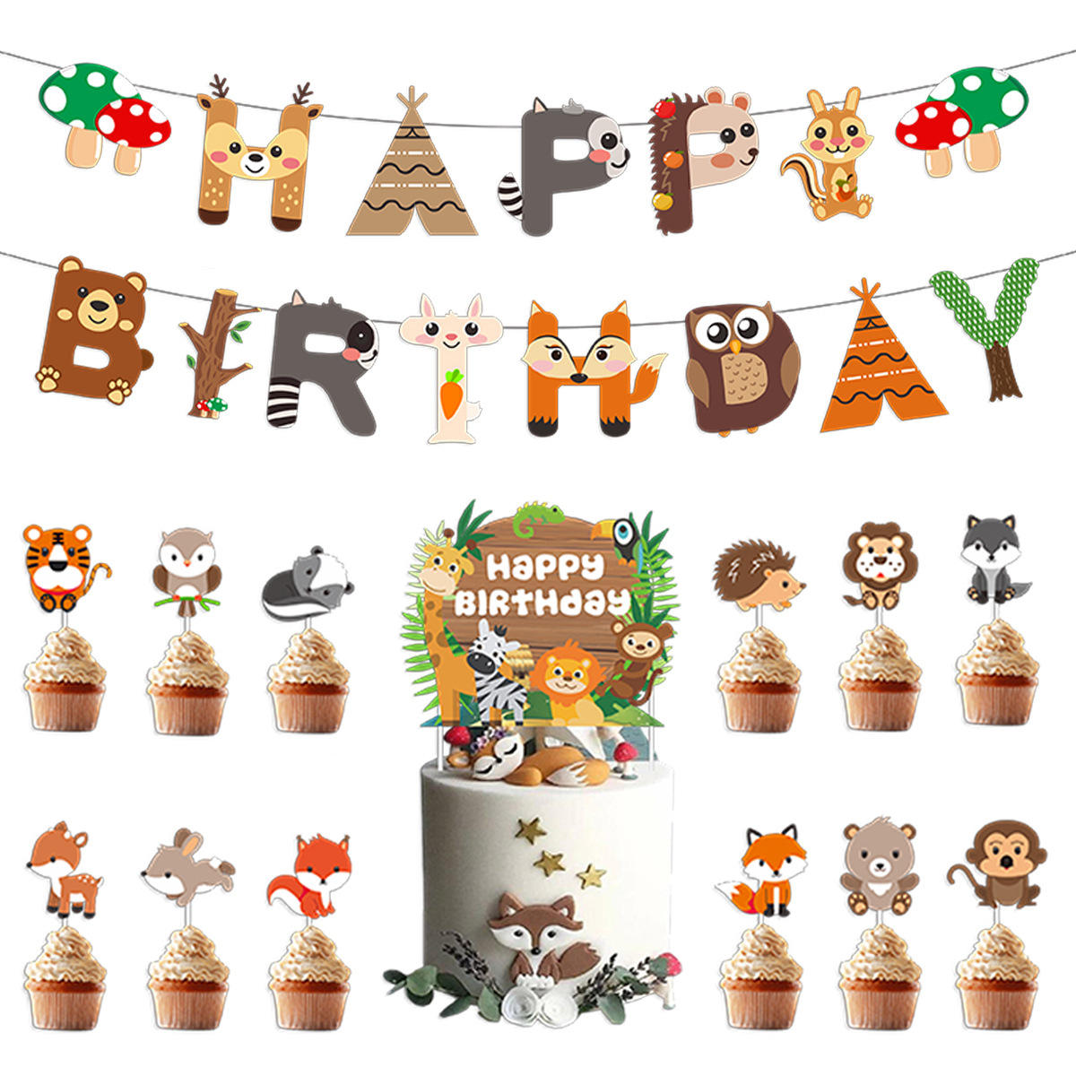 colorful    Fox and Hedgehog Animal Set [Three Piece Set]