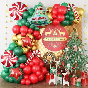 Set Balon Natal Pohon Peppermint Bintang Permen Merah Hijau Emas Lateks Garland Arch Kit Perlengkapan Dekorasi Pesta Natal - Product Image 1