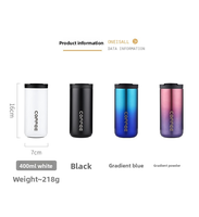 Gobelet isotherme élégant Lingyue 400 ml, anti-fuite, en acier inoxydable, pour café à emporter, avec logo personnalisé
