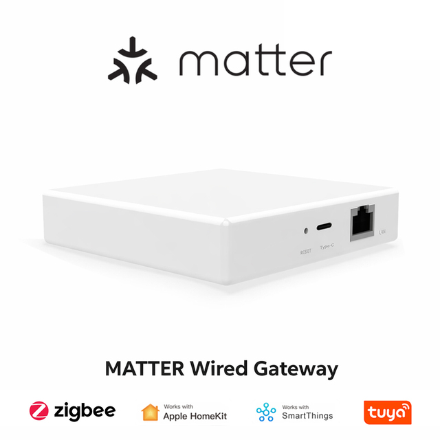 Smart Home Tuya Matter Gateway Wired Ethernet Zigbee 3.0 Hub Bridge for Apple HomeKit SmartThings
