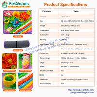 Tapis de reniflement pour chien en feutre polaire, motif dessin animé, carré floral, jouet puzzle à alimentation lente, avec 8+ éléments de dissimulation, logo personnalisé, faible MOQ, vente en gros