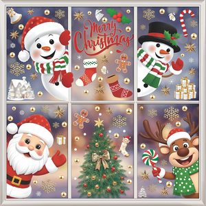 Autocollants électrostatiques de Noël pour fenêtre - Décorations réutilisables double face effet globe de neige et Père Noël pour la maison et les fêtes - Product Image 1